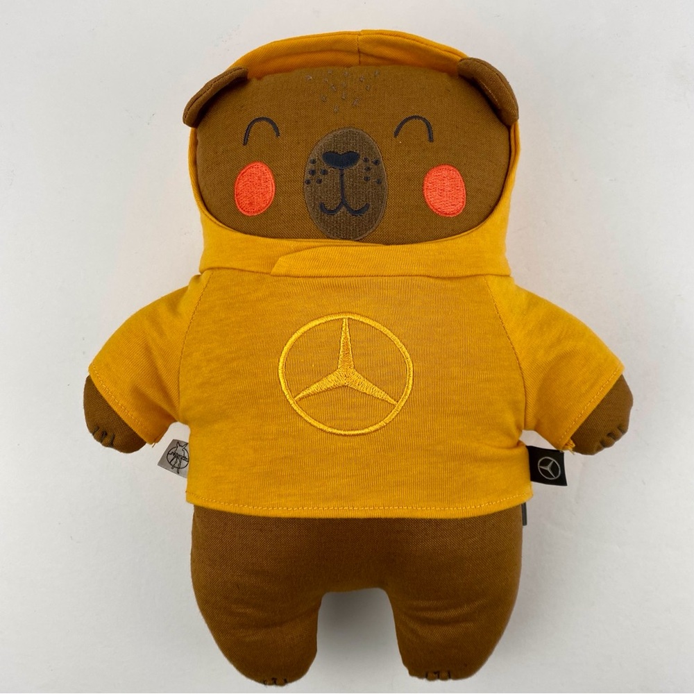 Mercedes Benz 11 inch Fabric Teddy Bear By Lassig, With Sweater, Washable Toy